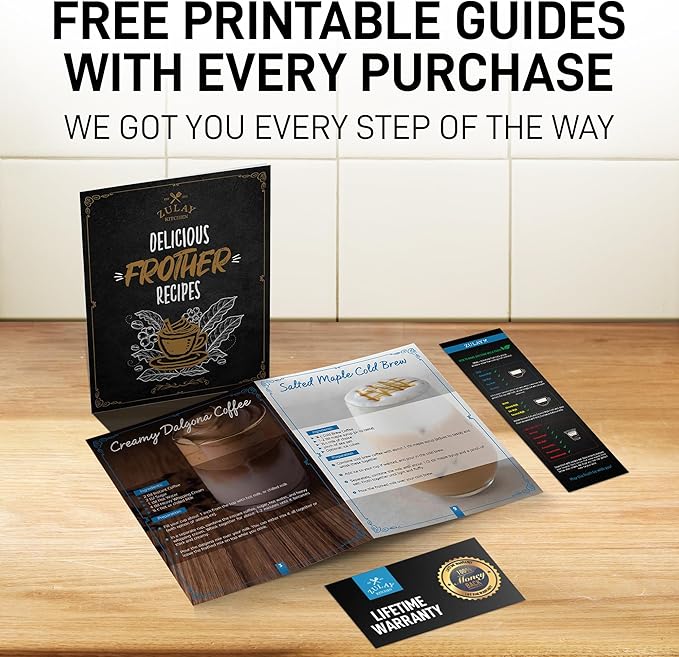 Zulay Kitchen Powerful Milk Frother Wand With 4 AA Duracell Batteries - Ultra Fast Handheld Drink Mixer - Electric Whisk Foam Maker for Coffee, Lattes, Cappuccino, Matcha & Creamer