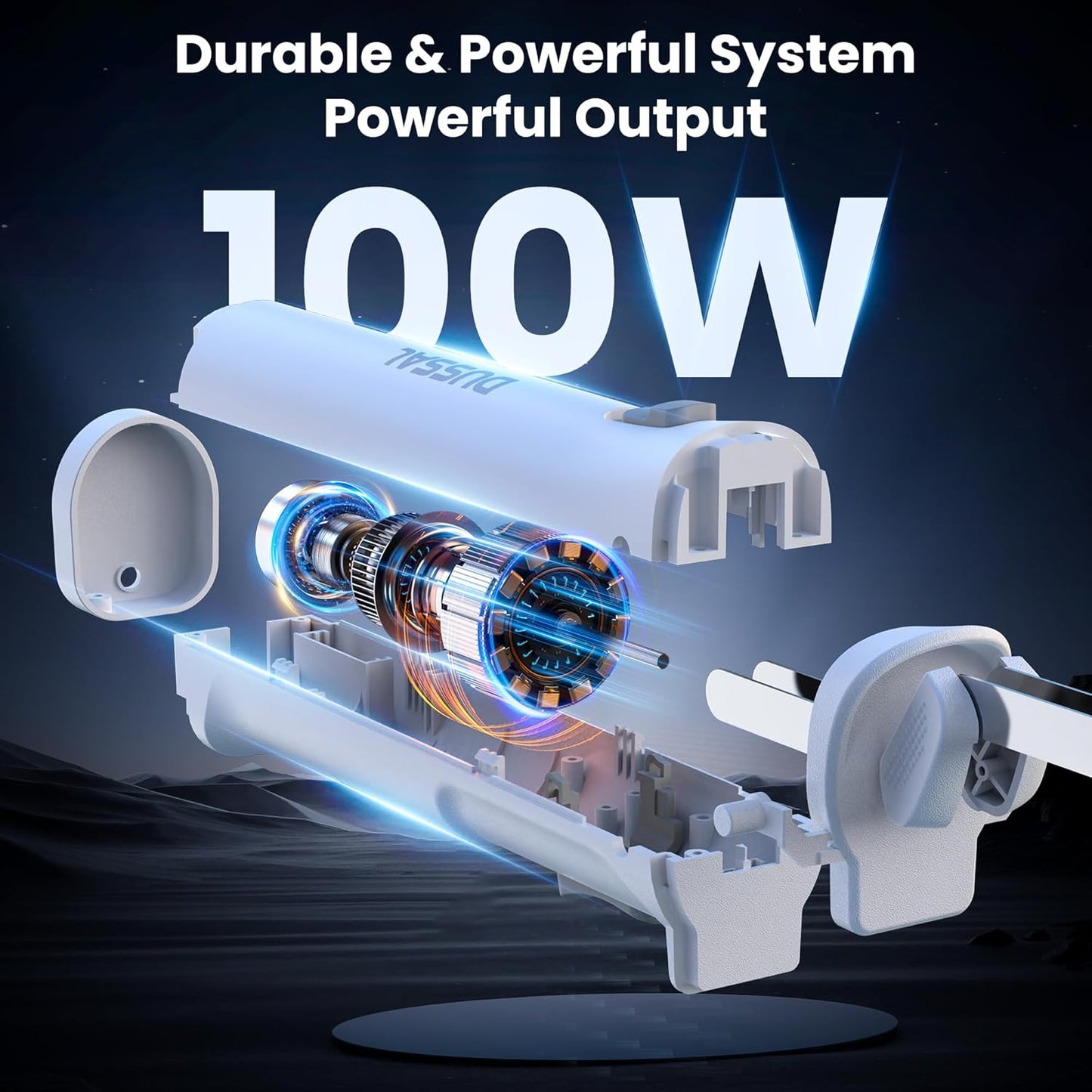 DUSSAL Electric Knife, Electric Cutting Knife, 4 Stainless Steel Blades, Safety Lock Switch, Blade Release Buttons, On/Off button, Cutting Meats, Poultry, Bread, Cheese & More (White)