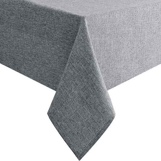 Hiasan Faux Linen Rectangle Tablecloth - Wrinkle and Stain Resistant Washable Table Cloth for Kitchen Dining Room Holiday Table Cover for Party Dinner, Grey, 60 x 120 Inch