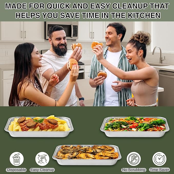 INFINITY EL Disposable Aluminum Foil Pans 20 Pack | Mini Shallow 8.5"x 6"x1.5" Broiler Pans, Heavy Duty Foil Pan | Aluminum Baking Pans for Roasting Turkey, Lasagna, Thanksgiving, Christmas, Party