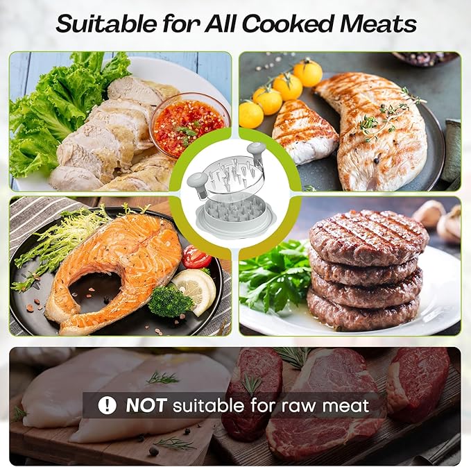 10'' Pro Chicken Shredder Tool Twist Large for Kitchen, BPA-Free Food-Safe Meat Grinder, Visible Chicken Breast Meat Shredder with Strong Anti-Slip Bottom & Ergonomic Handle, Gray