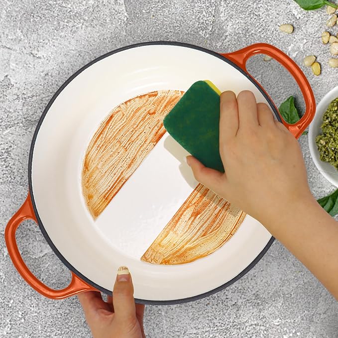 5QT Enameled Cast Iron Bread Oven with Proofing Basket for Bread Baking, Bread Making Supplies Tools,Heavy-Duty Cookware for Braising, Stews, Roasting, Bread Baking (Orange)