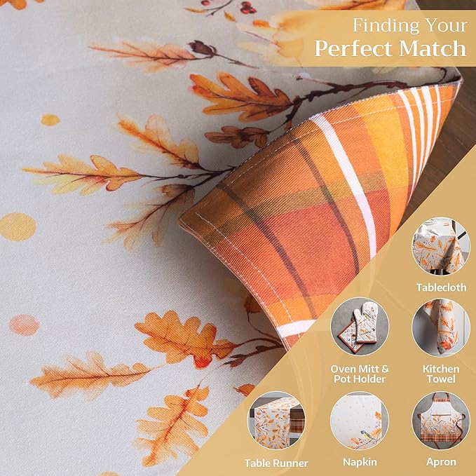 Maison d' Hermine Placemats Set of 4 100% Cotton Washable Cloth Place Mats, Reusable Table Mats for Thanksgiving Christmas Decorations Kitchen Dining Party Wedding Restaurant (Oak Leaves, 13" x 19")