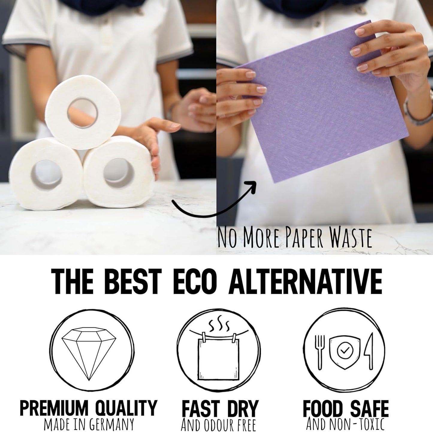 Swedish Dishcloths for Kitchen 10 Pack – Reusable Swedish Dish Cloths That Don't Smell, Oeko-TEX Certified Eco-Friendly Dish Cloths