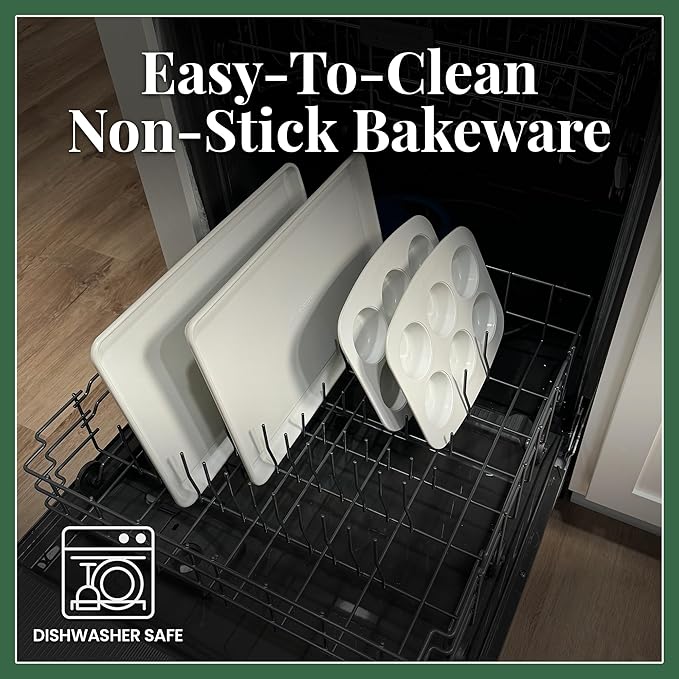 Larder & Vine 8-Piece Bakeware Set | Non-Stick Baking Set with Ceramic Finish | PFAS, PFOA, PTFE, and BPA Free Baking Essentials | Baking Sheets, Muffin Tins and Assorted Baking Pans | Bondi