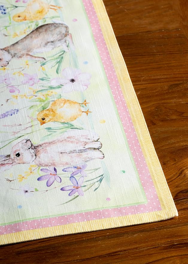 Maison d' Hermine Placemats Set of 4 100% Cotton Washable Cloth Place Mats, Reusable Table Mats for Kitchen Dining Decoration, Party, Wedding, Restaurant Spring/Summer (Easter Zest, 13" x 19")