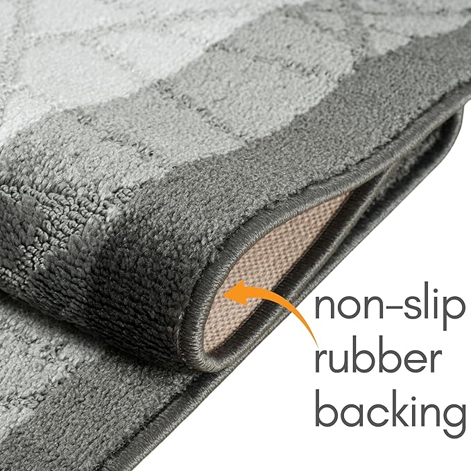 5 ft Grey Hallway Kitchen Rug | Custom Length – Cut to Fit Your Space | Slip Resistant, Non-Skid Backed | Easy to Clean, Washable, Durable, Pet Friendly | 2'1" x 5'1'' Runner Size | REMNAZ