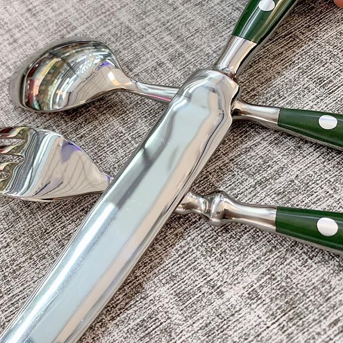 IKXO 20 Pieces Green Gum Wood Handle Silverware Set for 4, Exquisite Ergonomic Flatware Set Food-Grade Stainless Steel Cutlery Set, Tableware Eating Utensils, Mirror Finished, Dishwasher Safe…