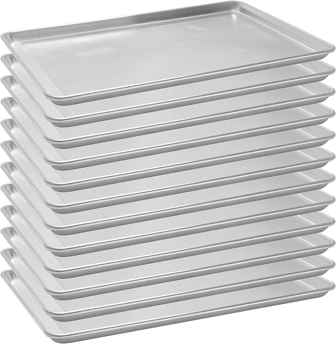 12 Pack Full Size Baking Sheet Pans Perforated, Aluminum Commercial Cookie Sheets Non-Stick, 26"x18"