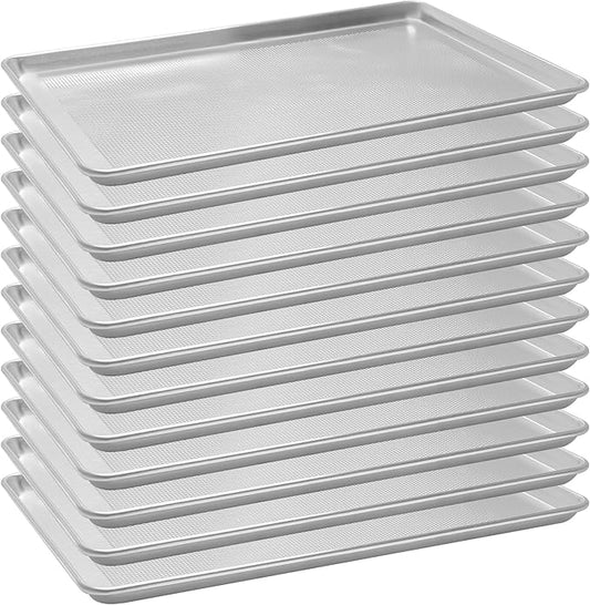 12 Pack Full Size Baking Sheet Pans Perforated, Aluminum Commercial Cookie Sheets Non-Stick, 26"x18"