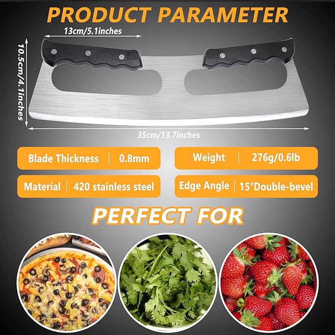 MS WGO Pizza Cutter Rocker Knife Pizza Slicer Kitchen Tools, Stainless Steel Large Pizza Cutter Wheel With Plastic Cover Baking Tools Accessories,Dishwasher Safe