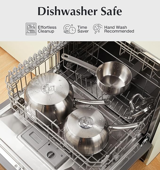 KOCH SYSTEME CS Stainless Steel Saucepan, 3 Quart Saucepan with Lid, Premium Stainless Sauce Pan, Indutcion Sauce Pan with Lid, Stainless Steel Pot 3 QT, Easy to Clean, Oven Safe