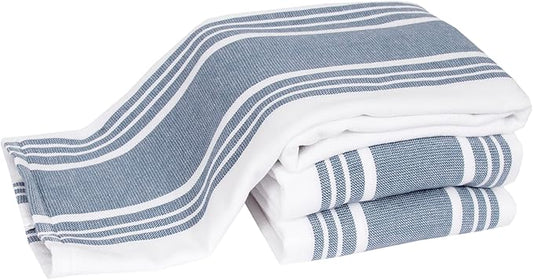 All-Clad Dual-Purpose Kitchen Towels: Highly Absorbent, Super Soft Long Lasting - 100% Cotton, 17"x30" Dish Towels for Cleaning & Drying Dishes, Pans, Glassware, or Countertops, (3-Pack), Indigo