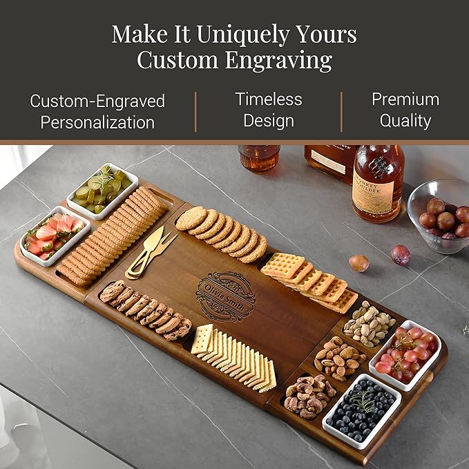 Shanik Premium Charcuterie Board - Extra Large Magnetic Double-Sided Cheese/Meat Serving Tray & Cutting Board - Gift for Weddings, Bridal Showers, Housewarming - Kitchen Essential, Quality 31 ½ inches