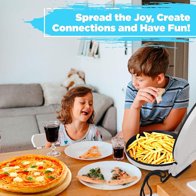 Courant Pizza Maker 12-inch Pizzas Machine, Newly improved Cool-touch Handle Non-Stick plates Pizza oven & Calzone Maker, Electric Countertop Oven for Home or School, 12” Indoor Grill/Griddle, Gray