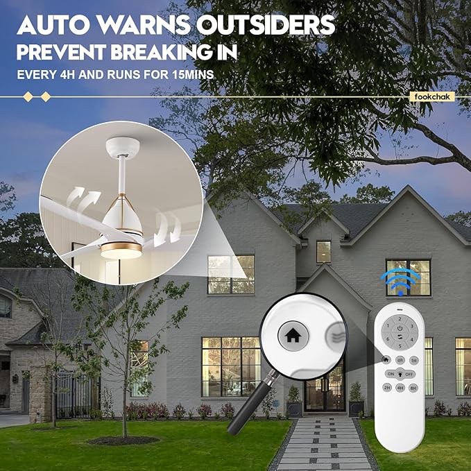 56inch White Ceiling Fan with Lights 3-Blade Modern Ceiling Fans Kitchen Ceilings Fans Light with Remote Control Outdoor Ceiling Fan Lighting for Patio Living Room Bedroom