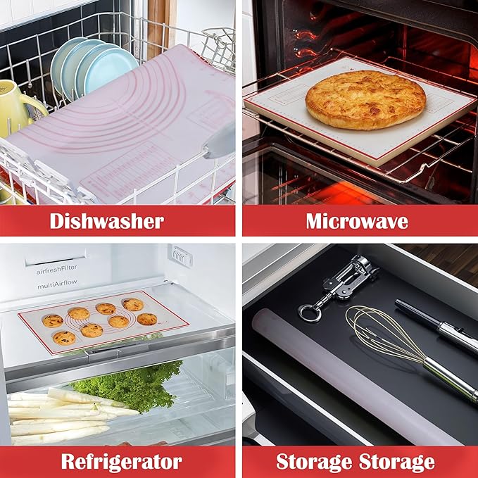 BlueBark 2 PCS - 24"L x 16"W Non-stick Silicone Baking Mat for Pastry & Dough, Sourdough Bread Making Tools, Kitchen Counter, Cooking Enthusiasts