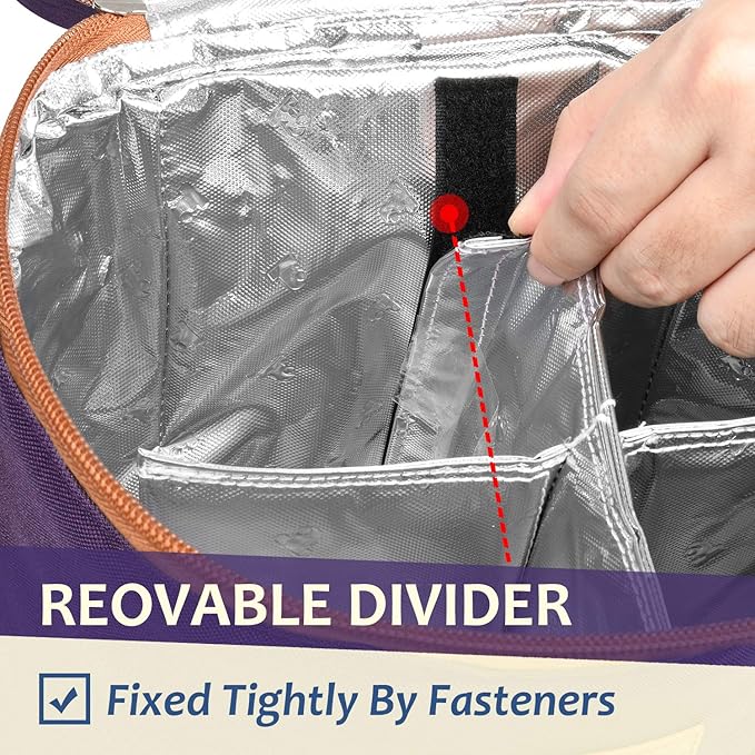 Tirrinia 4 Bottle Wine Gift carrier - Insulated & Padded Portable Wine Carrying Cooler Tote Bag for Travel, BYOB Restaurant, Wine Tasting, Party, Gift for Wine Lovers,Purple