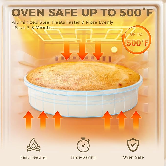 HONGBAKE 9 Inch Round Cake Pan Set of 2, Nonstick Ceramic Coating Cake Molds with Diamond Texture, Aluminized Steel Cake Pans Sets for Baking & Cheesecake, Heavy Duty & Non-Toxic (Cream, 2PCS)