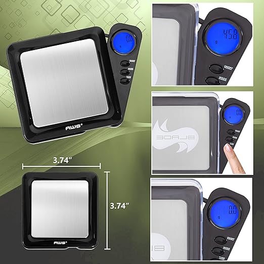 American Weigh Scales Digital Pocket Scale 1200g x 0.1g | Precision Mini Scale 0.1g Accuracy, Pocket Gram Scale for Kitchen, Lab, Gold, Gems & Coin Scale, Smart Digital Scale with Tare Function