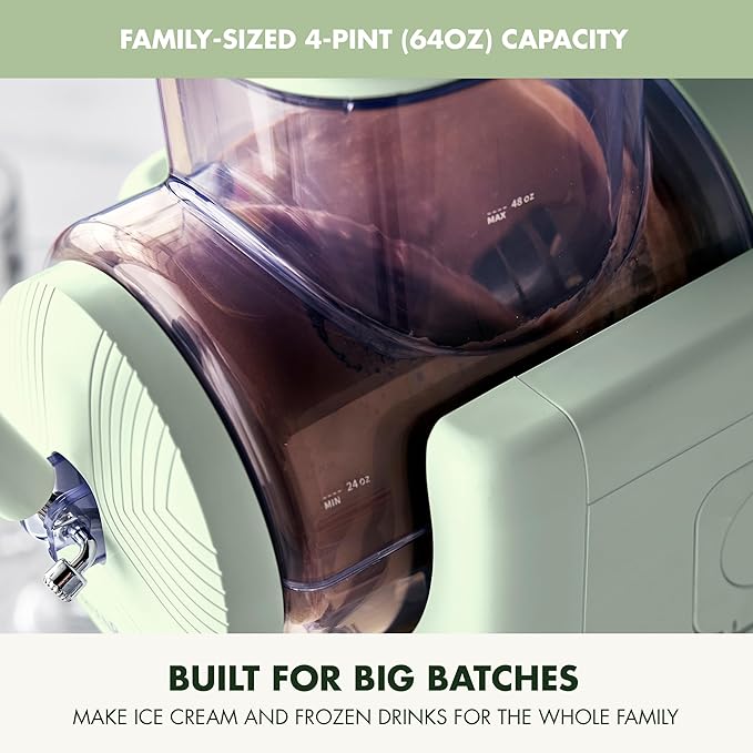 GreenPan Frost Ice Cream Machine & Frozen Drink Maker, Soft Serve, Slushie, Sorbet, Milkshakes & Cocktails, No Freezer Needed, 7 Textures, Quiet & Rapid, Easy Clean, Family Size, Pistachio Sage