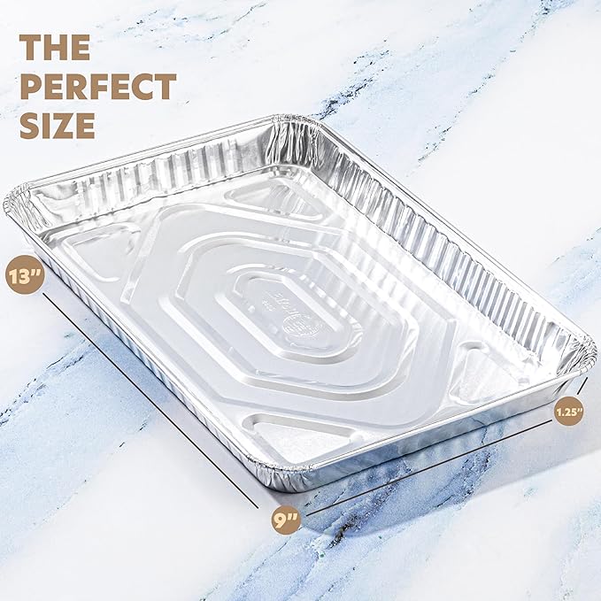 PLASTICPRO Aluminum Pans 100 Pack Disposable Cookie Sheets 9'' x 13'' Baking Pans Premium Quality Heavy Duty Sheet Pans