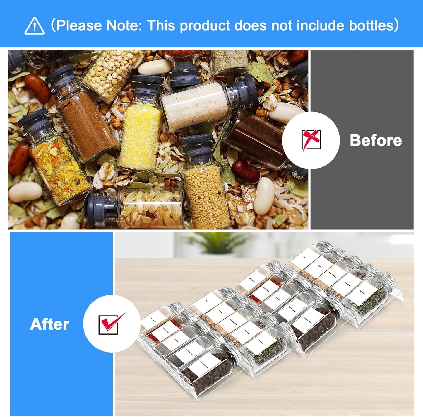 Acrylic Seasonings Spice Rack,Acrylic Spice Drawer Organizer,4 Tier,for Drawer/Countertop,Organize and Display Your Spices,and Seasonings(Jars not included)