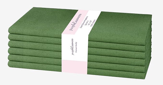 PurpleEssences Set of 6 Cloth Dinner Napkins 100% Cotton 18x18 Inch - Soft Durable Washable - Ideal for Farmhouse Party Christmas Holiday Winter - Perfect Everyday Use Table Linen - Sage Green