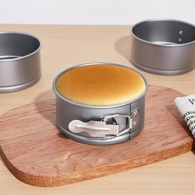 Sunnyray 8 Pcs 4 Inch Springform Pan for Baking Mini Cheesecake Pans with Removable Bottom Nonstick Leakproof Round Cake Mold Spring Form Molds for Mini Cheesecake Pizza and Quiches (Grey)