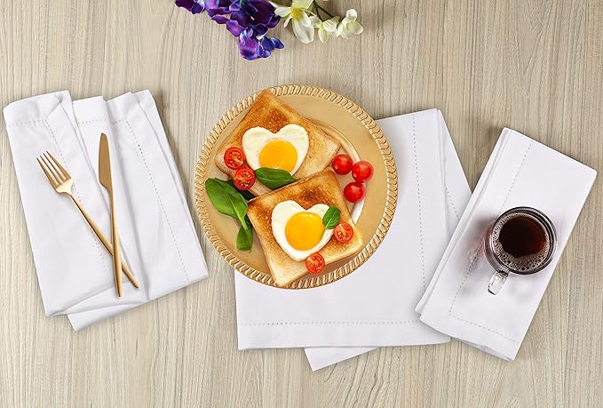 Hausattire Cloth Napkins 12 Pack 20x20 Inches Flax Cotton Washable and Reusable Table Dinner Napkins for Hotel, Restaurant, Weddings,Parties| Absorbent Cloth Napkins Thanksgiving Decor|White