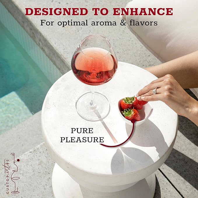 Gusto Nostro Crystal Wine Glasses Set of 6, 22 Oz Long Stem Modern Wine Glasses for White and Red Wine, Dishwasher Safe, Fancy, Elegant, Large and Tall Wine Glass for Wedding Christmas Anniversary