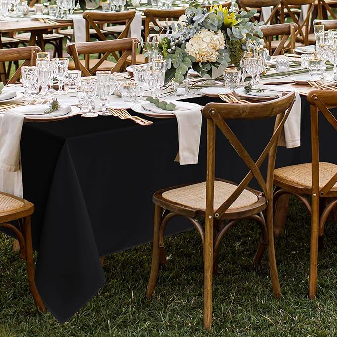 Fitable 8 Pack Rectangle Tablecloths: Stain Resistant Wrinkle Free Fabric Table Clothes, Washable Reusable Polyester Table Covers for Wedding Party Birthday Banquet Reception(Black, 60x102 Inch)