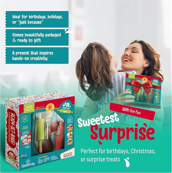 Baketivity 31-Piece Kids Baking Tools Set – Real Cooking Utensils for Children – Safe, Durable, and Fun Kitchen Accessories – Gift for Young Chefs