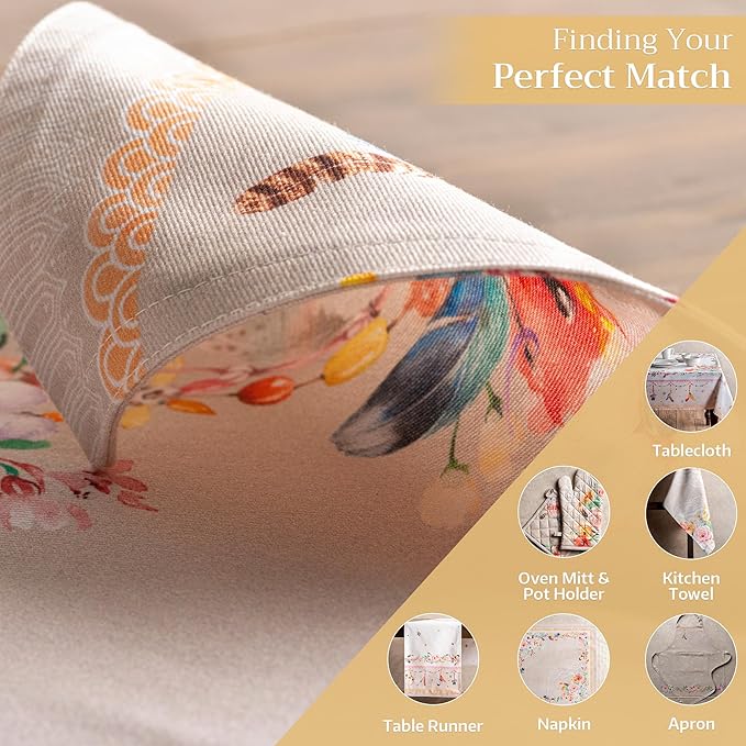 Maison d' Hermine Placemats Set of 4 100% Cotton Washable Cloth Place Mats, Reusable Table Mats for Kitchen Dining Decoration, Party, Wedding, Restaurant Spring/Summer (Ibiza - Beige, 13" x 19")