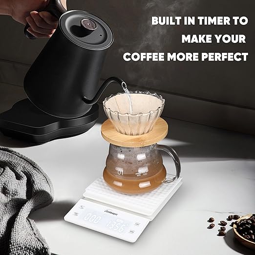 Food Scales for Kitchen,0.1g/3kg High Precision Small Multifunctional Digital Kitchen Food Scale,Digital Accurate Coffee Scale (White)