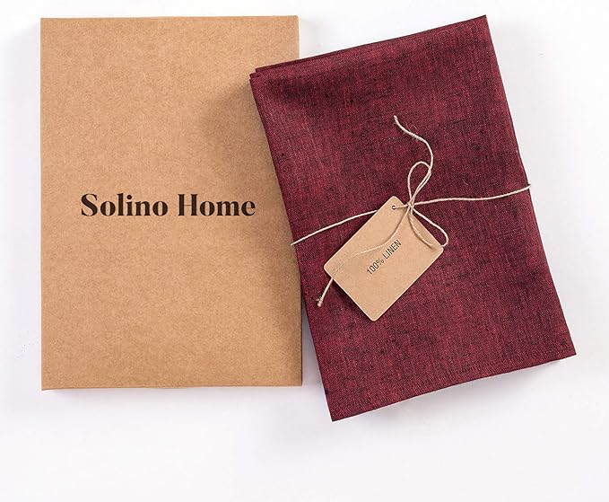 Solino Home Linen Napkins Set of 4 - 100% Pure Linen Red Garnet Dinner Napkins Cloth 20 x 20 Inch for Fall, Autumn, Thanksgiving, Christmas, Holiday, Winter - Athena, Handcrafted and Machine Washable