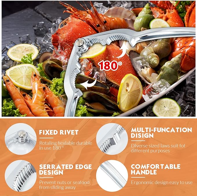 Zhehao 30 Pack Nut Crackers Tool Bulk Crab Crackers and Tools Heavy Duty Crab Leg Claw Crackers Opener Tool for Nuts Shellfish Seafood Home Restaurant Kitchen Crumbled Tools (Silver)