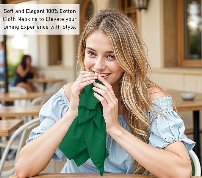 Ruvanti Cloth Napkins Set of 12, 18x18 Inches, 100% Cotton, Washable, Soft & Absorbent, Perfect for Wedding, Christmas, ‎Thanksgiving Dinners - Amazon