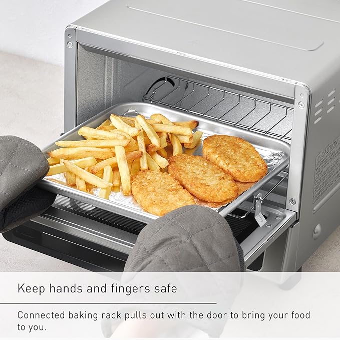 Panasonic FlashXpress Toaster Oven Countertop, 4-Slice Compact Size w/Double Infrared Heating, PFAS-free, 6 Auto Cook Options & Precise Temperature Control, 1300W - NB-G200P (Stainless Steel)