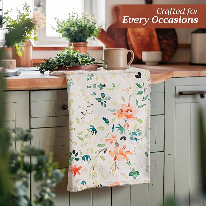 Maison d' Hermine Kitchen Towels Set of 2 100% Cotton 27.50" x 20" Reusable Cloth Tea Dish Towels Absorbent with Hanging Loop for Kitchen, Home, Dining, Cocktail Parties Spring/Summer (Colmar)