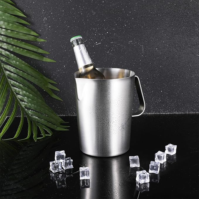 Stainless Steel Measuring Cup with Handle and Pour Lip, 2000ml 70OZ Metal Pitcher with Oz And ML Marking, Heavy-Duty Milk Frothing Jug for Coffee Latte Art, Commercial and Home Kitchen