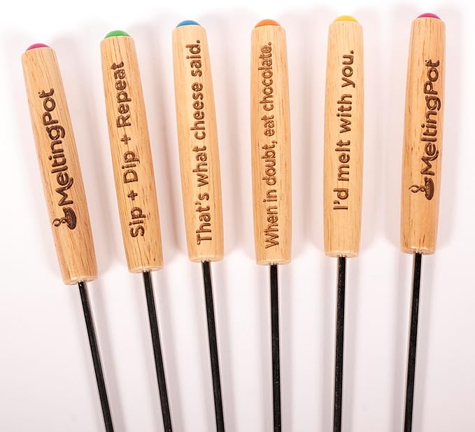 The Official Melting Pot 8-piece Fondue Set -2 Qt. Stainless Steel Pot with liner and 6 Fondue Forks for Cheese, Chocolate & Broth.