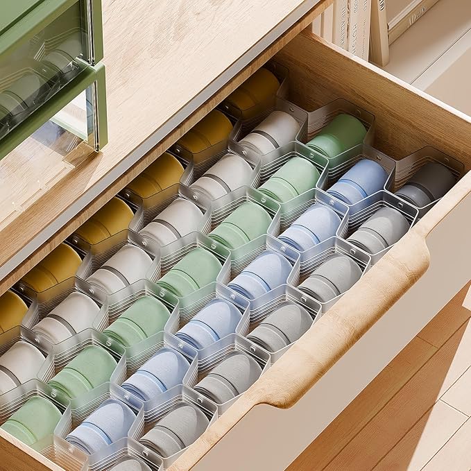 Honeycomb Separator Adjustable Drawer Organizer Divider for Underwear Belt-Scarf Socks Organizer (White(4pcs))