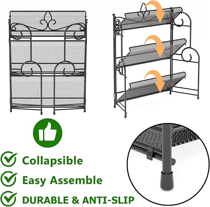Bathroom Organizer Countertop - 3 Tier Spice Rack Organizer, Counter Organization and Storage for Bathroom, Kitchen, Bedroom, Offices, Foldable