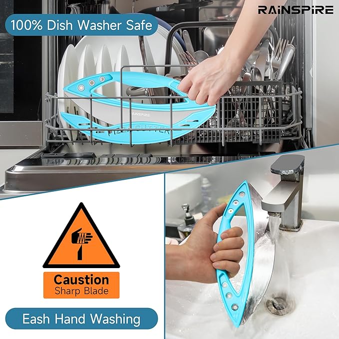 Rainspire 12" Pizza Cutter Rocker Blade Stainless Steel Pizza Rocker with Cover Sharp Blade Pizza Knife Dishwasher Safe Kitchen Gadgets Home Essentials (Blue)