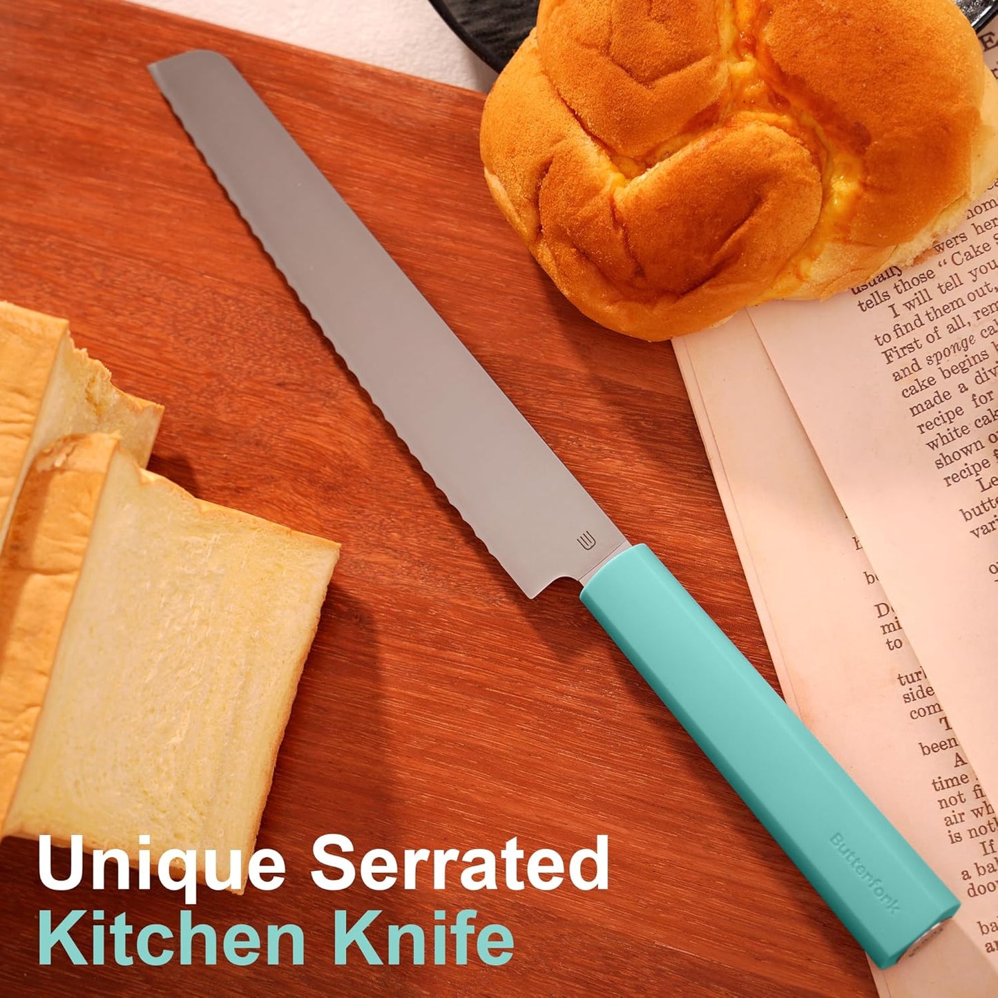 7.5" Serrated Bread Knife for Homemade Bread, Razor Sharp AR-RPM9 Steel & Innovative Wavy Edge, Professional Serrated Knife for Sourdough Bread Cake, Gift for Baker Home Chefs