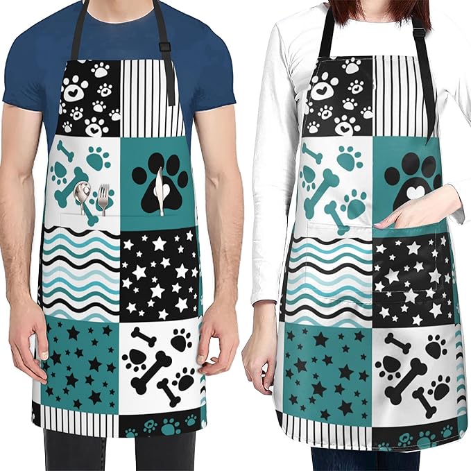 Funny Animal Apron with 2 Pockets Waterproof for Men Women Kitchen Garden Decor