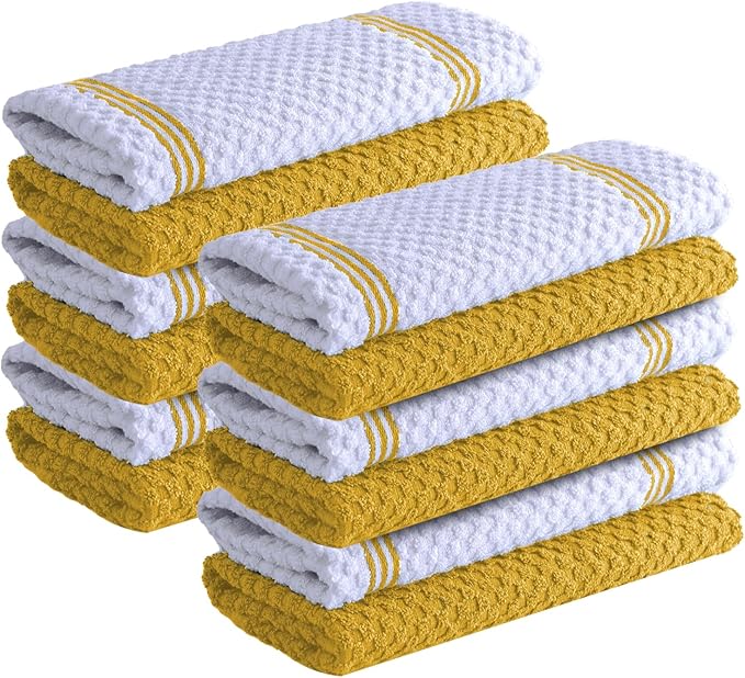Infinitee Xclusives Premium Kitchen Towels - [Pack of 12] 100% Cotton Kitchen Hand Towels (15 x 25 Inches) - Dish Towels for Kitchen |Radiant Yellow|