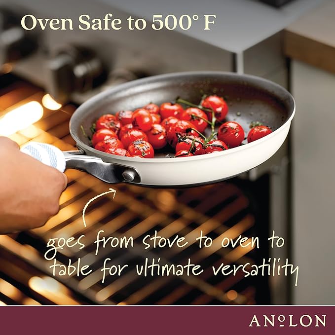 Anolon Achieve Hard Anodized Nonstick Frying Pan/Skillet, 8.25 Inch, Cream