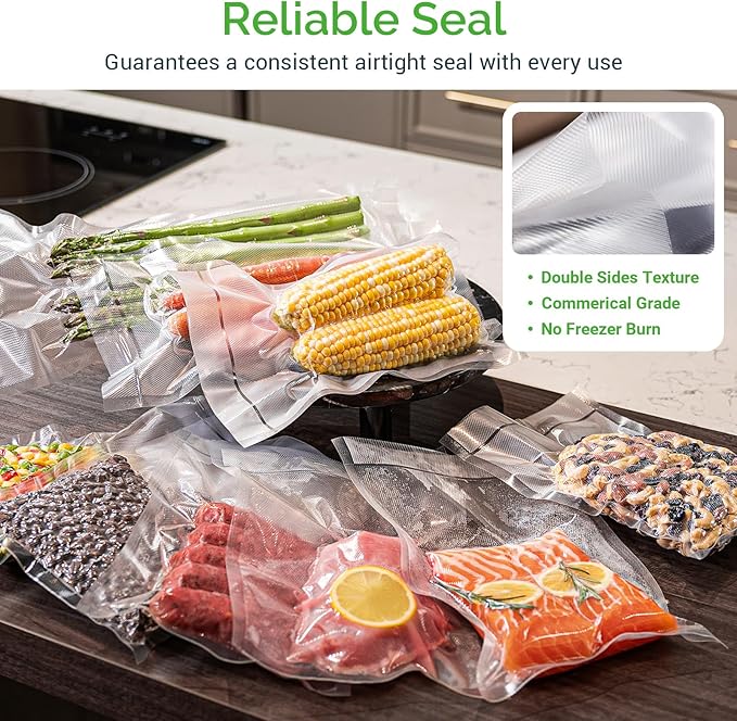 GERYON Vacuum Sealer Bags for All Food Vacuum Sealer Machine, 2 Pack 8" x 16' Vac Sealer Rolls, Commercial Grade BPA-Free Material for Sous Vide & Saver Storage